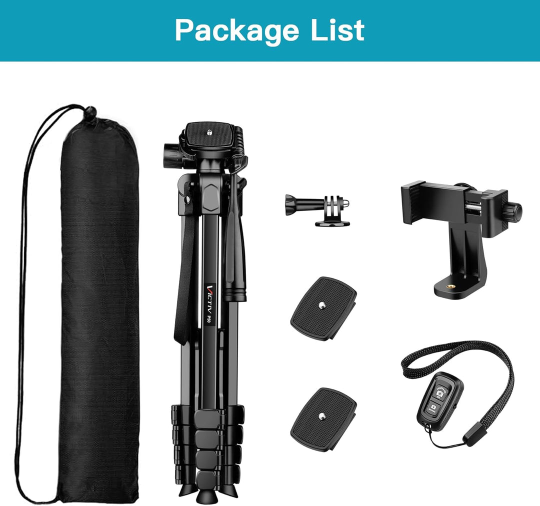 Victiv Neues Kamera Handy Stativ, 172cm Tragbares Camera Tripod, Aluminium Dreibein Stativ mit Abneh