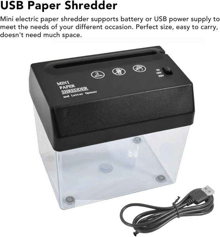 Buachois USB-Aktenvernichter, Universelle Tragbare Mini-Elektro-Akku-Papierschneidemaschine Für Doku