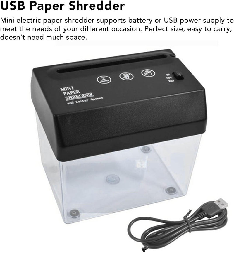 Buachois USB-Aktenvernichter, Universelle Tragbare Mini-Elektro-Akku-Papierschneidemaschine Für Doku