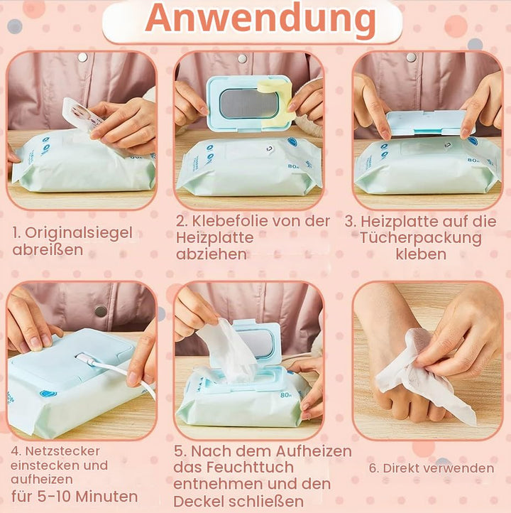 Baby Feuchttuch Wärmer, Tragbare Feuchttuchheizung,Feuchttücher Box Wärmer Gleichmässige Heizung Kon
