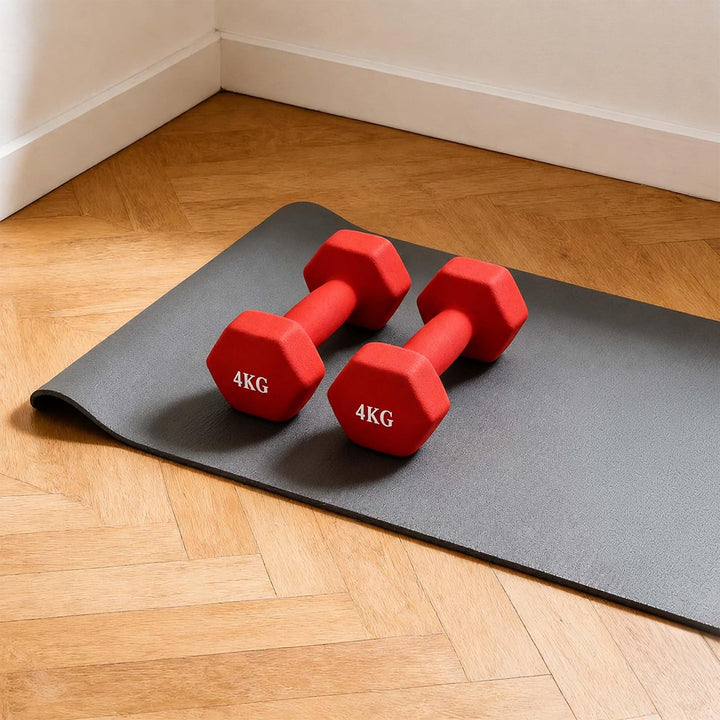 Relaxdays Hanteln 2er Set, Gusseisen, kg, beschichtet, rutschfest, Aerobichanteln, Home Workout, Kur