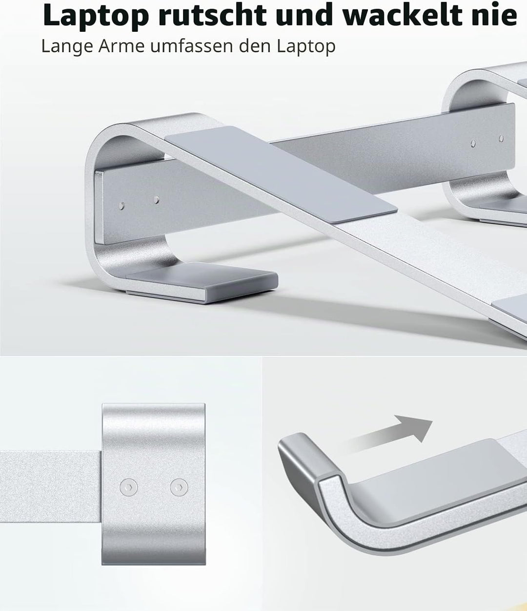Soqool, Laptop-Ständer für den Schreibtisch, ergonomischer, belüfteter Notebook-Ständer aus Aluminiu