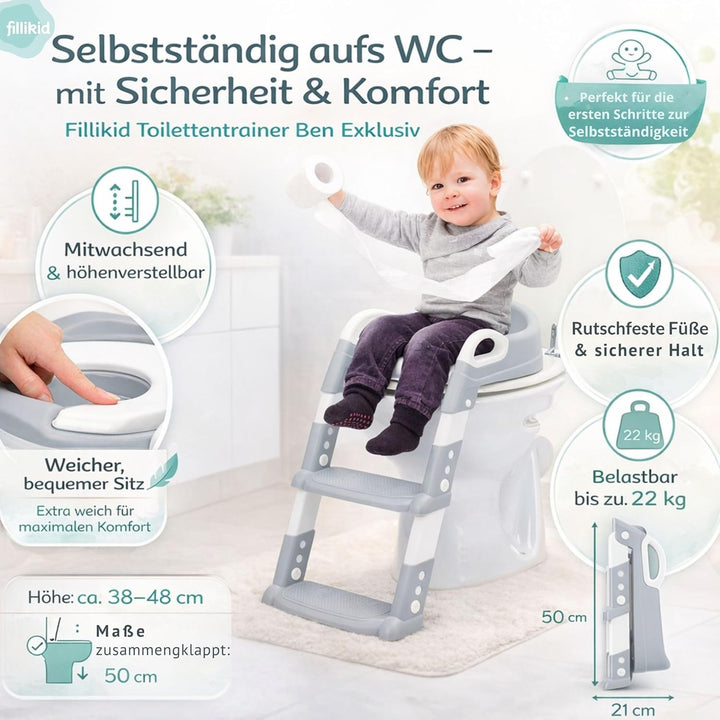 Babyworld Fillikid Toilettentrainer | Höhenverstellbarer Toiletten-Sitz für Kinder | Leicht zu reini