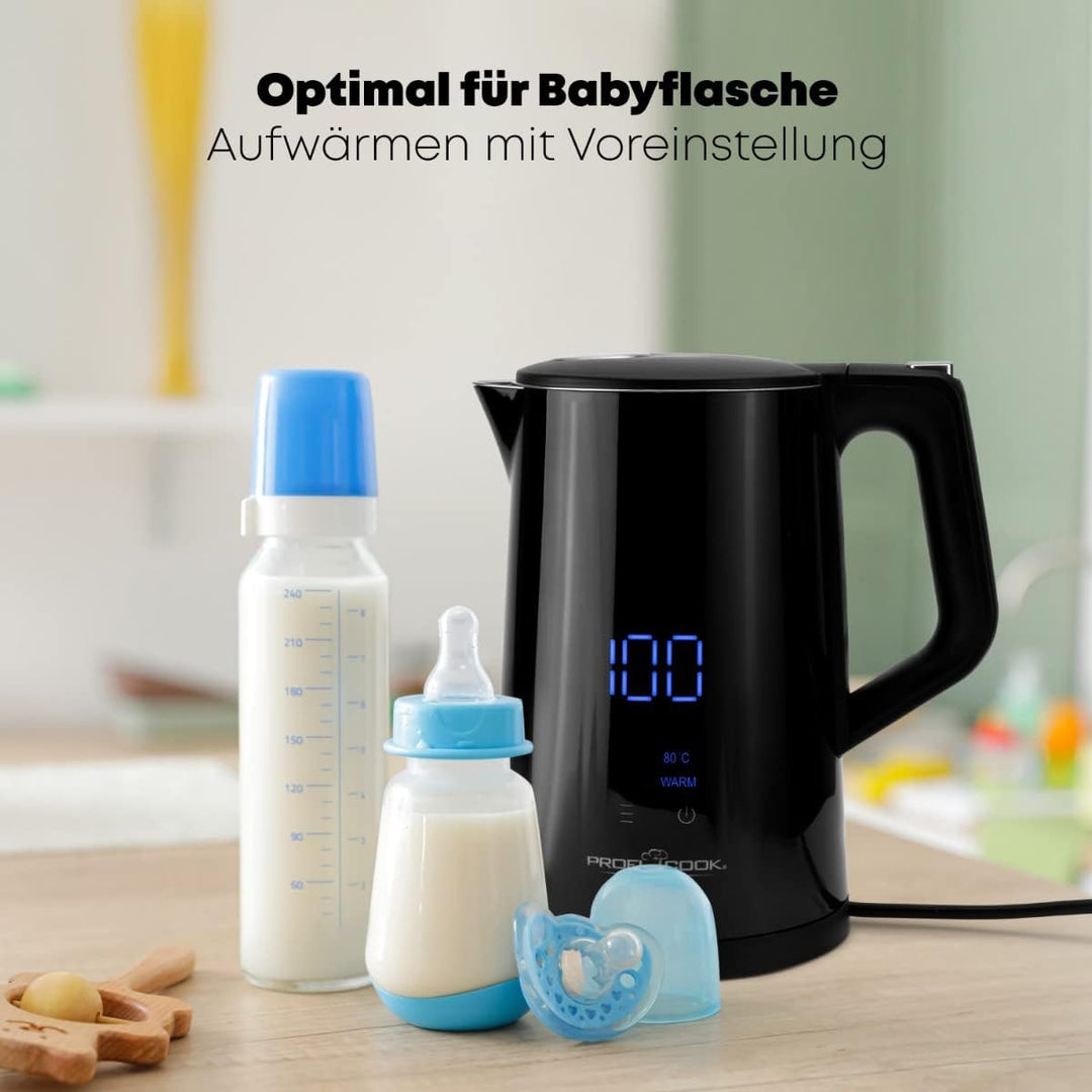 ProfiCook® Wasserkocher mit Temperatureinstellung 1,7 Liter – Temperaturauswahl 50°-100°C, Soll &amp; Is
