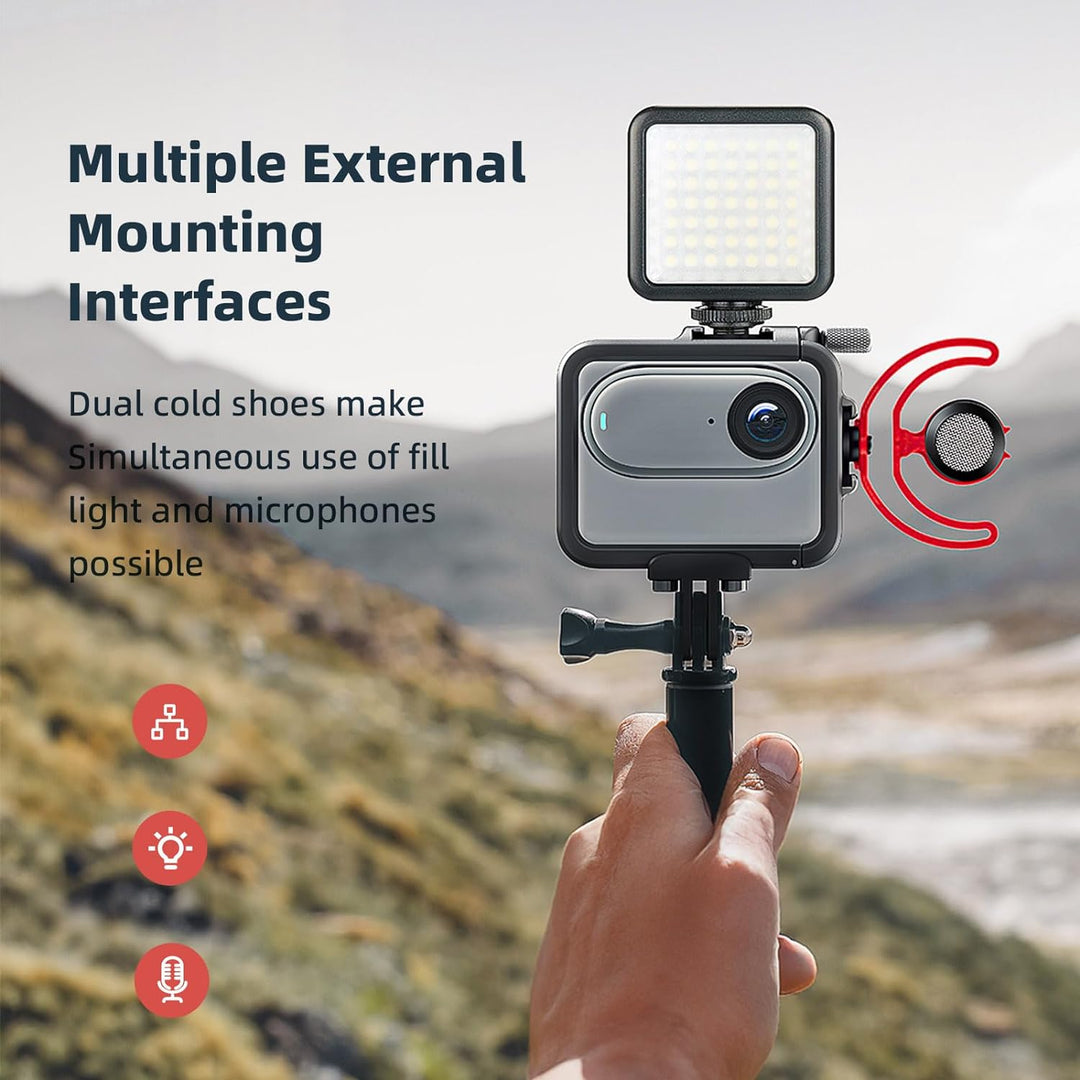 LICHIFIT Aluminium-Legierung Rahmen Käfig + Kamera Silikon Abdeckung für Insta360 GO 3 Action Pod Sc
