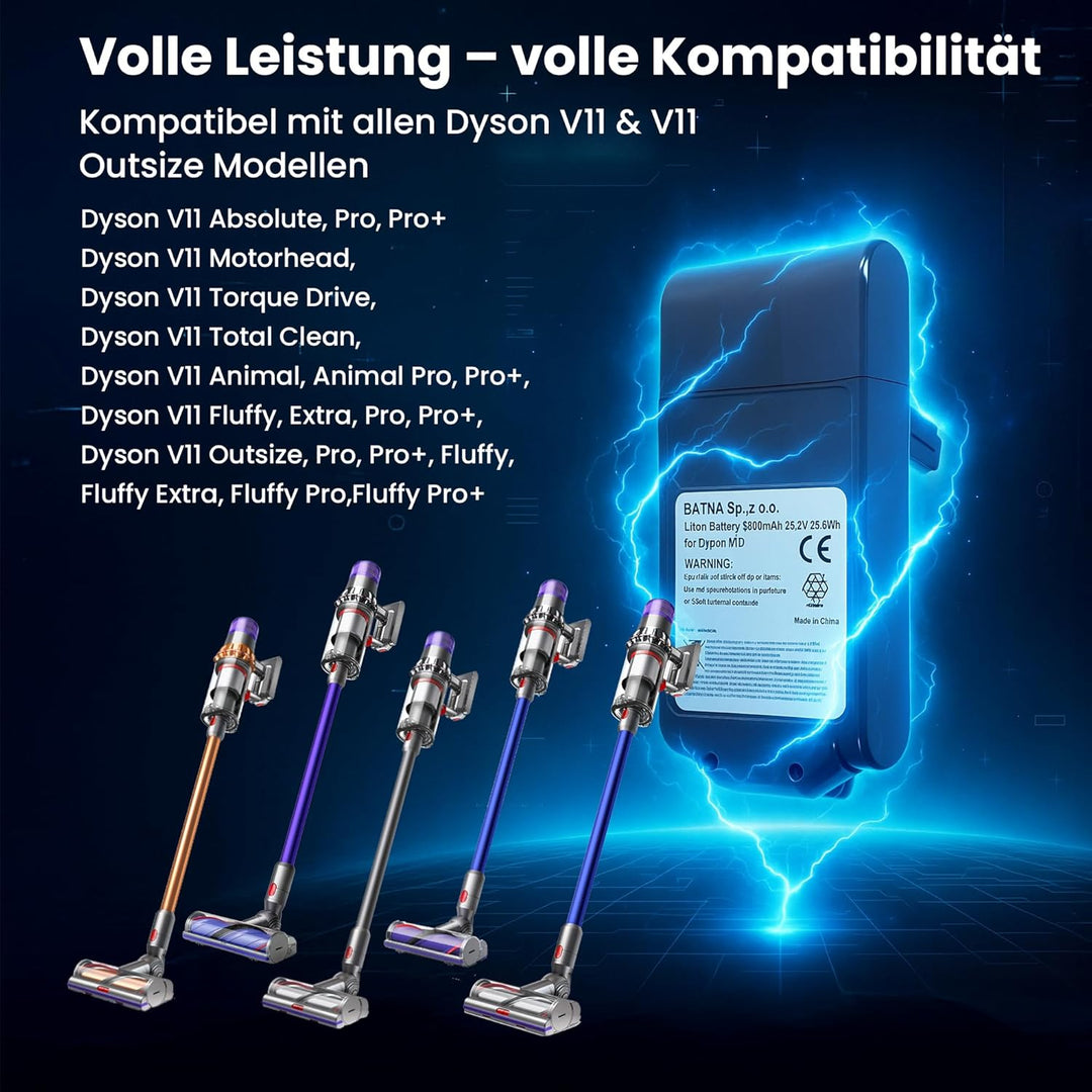 Extralink Akku für Dyson V11 Animal – 25,2V 3000mAh Ersatzakku, Lange Laufzeit, Li-Ion Batterie, kom