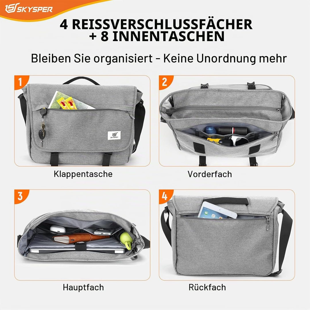 SKYSPER 15,6-Zoll Messenger Bag mit RFID-Schutz | Gross, für Herren &amp; Damen, Messenger-Stil, Anti-Di