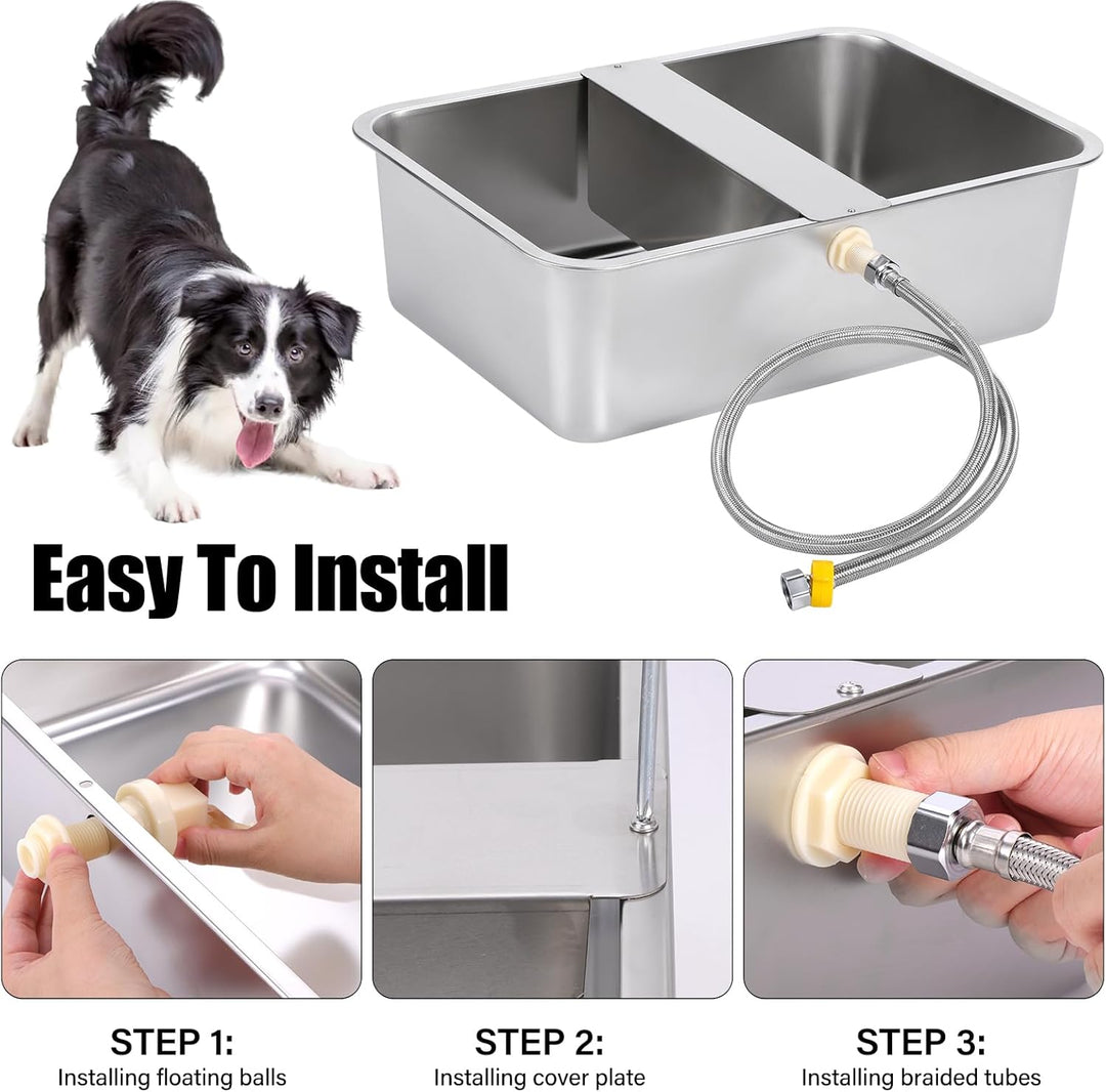 Hundebecken Automatischer Hundewasserspender,25 Liter Hundewasser im Freien Edelstahl-Wassernapf für