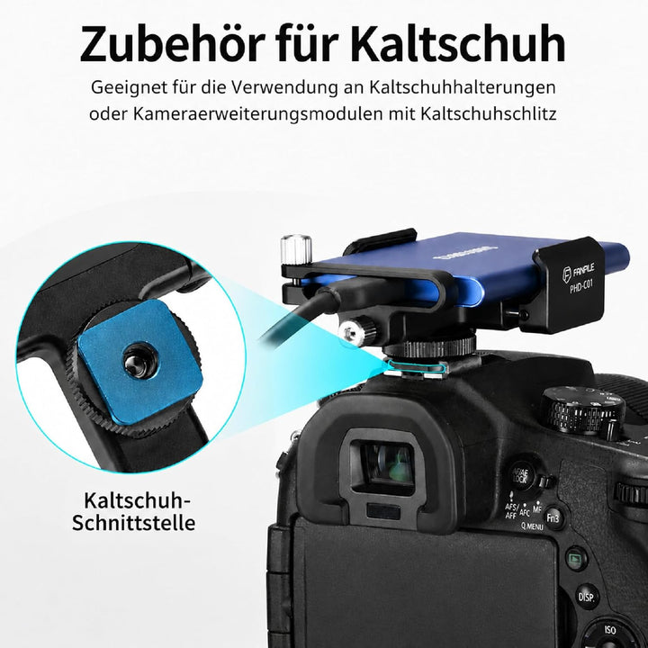 FANAUE SSD-Halterung mit Kaltlichtschuh, 52–70 mm