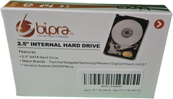 Bipra SATA-Festplatte 2,5 Zoll (6,4 cm), 5400 U/m, 8 MB Cache, für Notebook / Mac / PS3 1TB(1000GB),