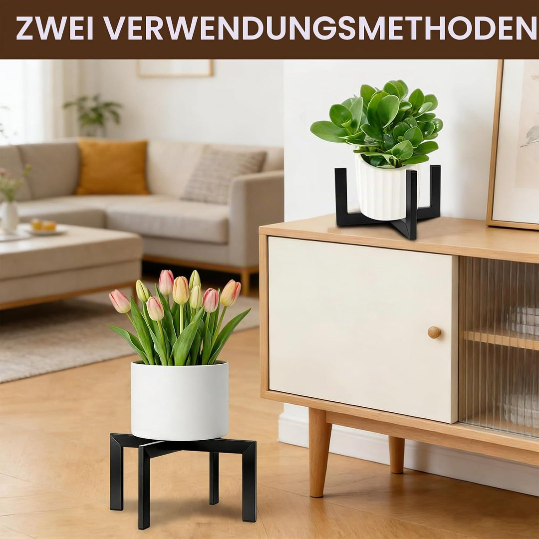 Pflanzenständer, Blumenständer Pflanzenhocker, Erhöhungsständer 19cm Höhe Metall Schwarz Stabil für