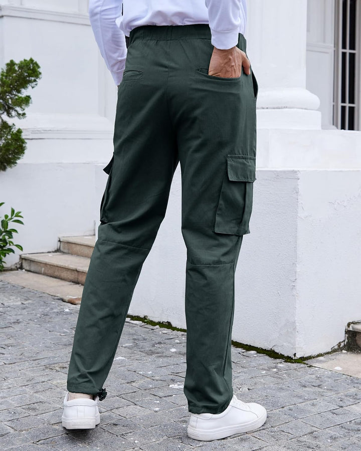 YAOHUOLE Herren Hose Lang Rangerhose Herren Hose Lang Regular Fit mit Taschen Elastischer Bund S 01