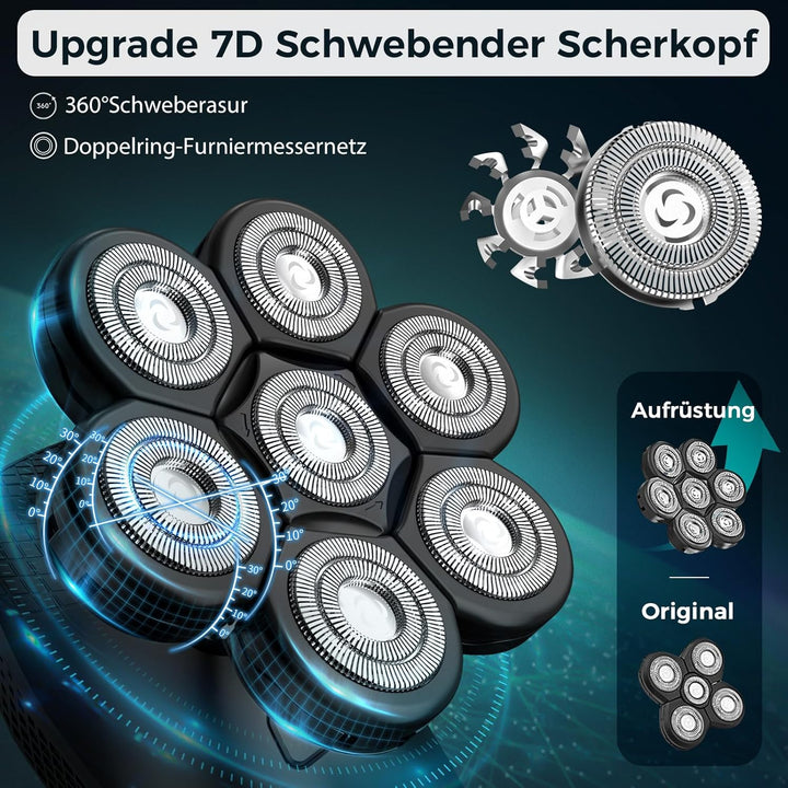 kensen Glatzen Rasierer Herren, 5 in 1 Kopfrasierer Glatze Wasserdichter Head Shaver Men Nass Trocke