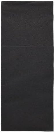 Papstar Bestecktaschen, Airlaid 1/8-Falz 40 cm x 48 cm schwarz "Premium" 87684 Hochwertige Serviette