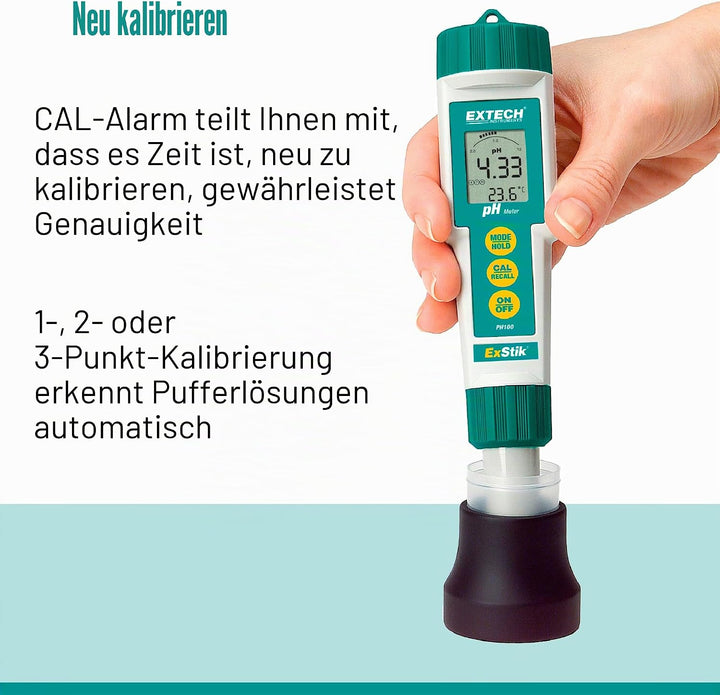 Extech Wasserdichtes pH-Messgerät, 1 Stück, PH100, PH