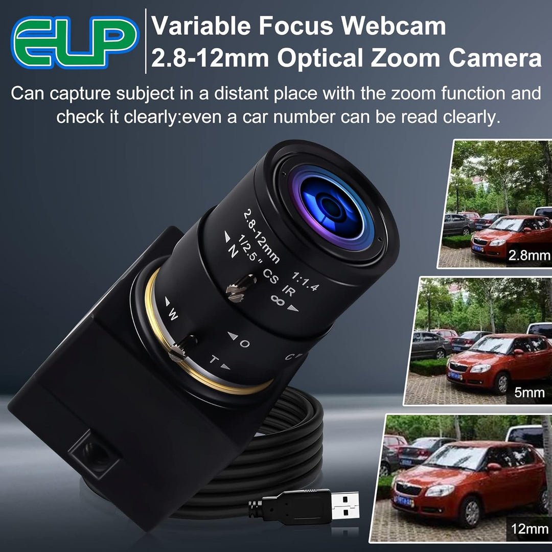 G 0.01LUX USB Kamera 4facher optischer Zoomen Webcam,2.8-12mm Varifokus Webkamera,2MP H.264 manuelle