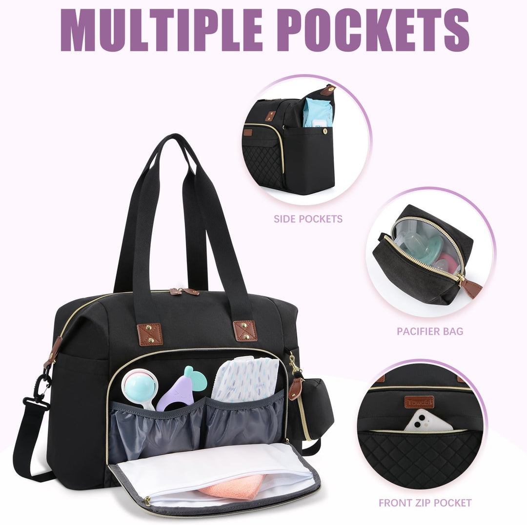 Tuwubi Wickeltasche Rucksack mit Schnullertasche, grosse Reise-Wickeltasche für Mama und Papa, multi