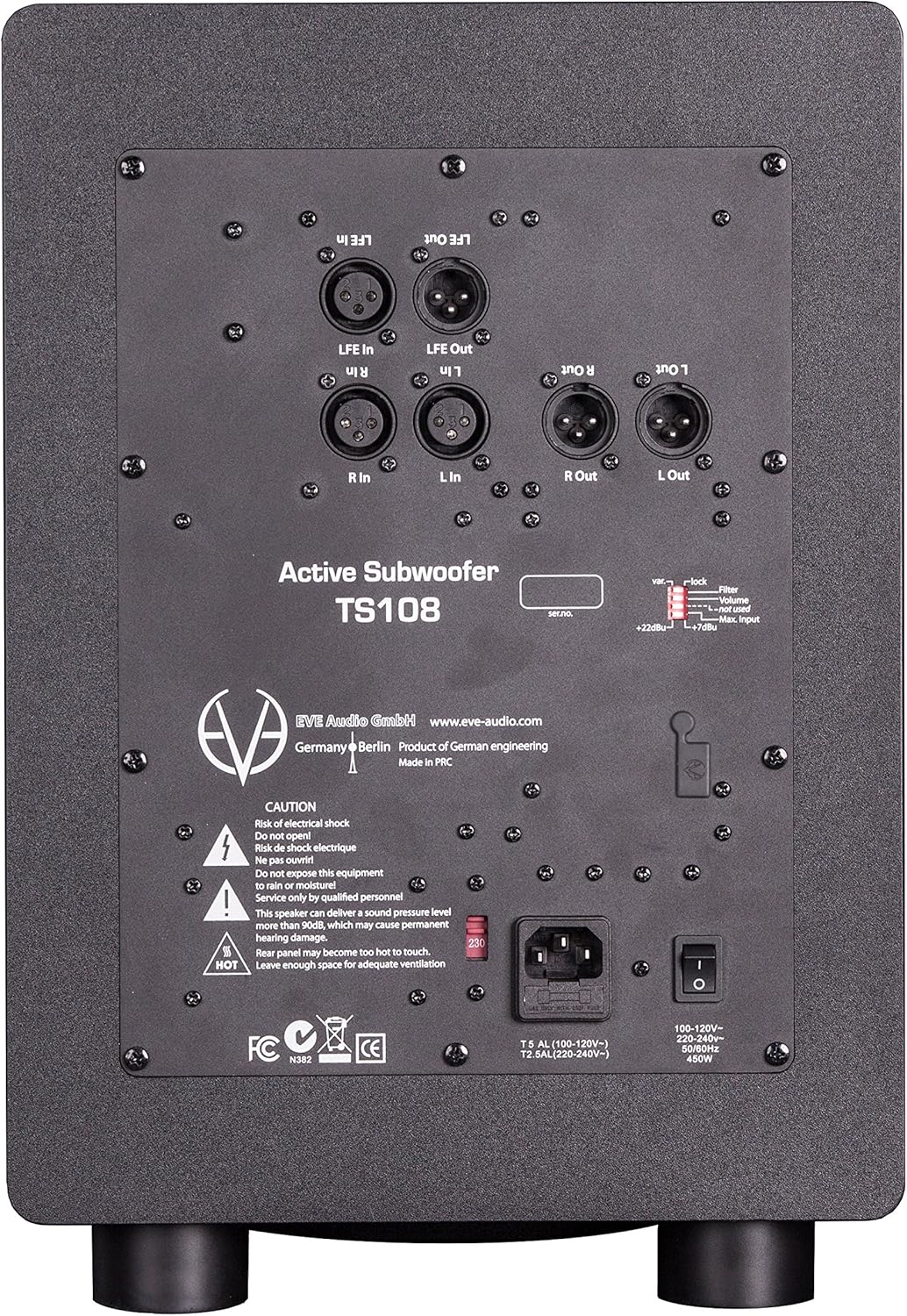 Eve Audio TS108 Active subwoofer 150W Schwarz - Subwoofer (150 W, Aktiver Subwoofer, 33-300 Hz, 105