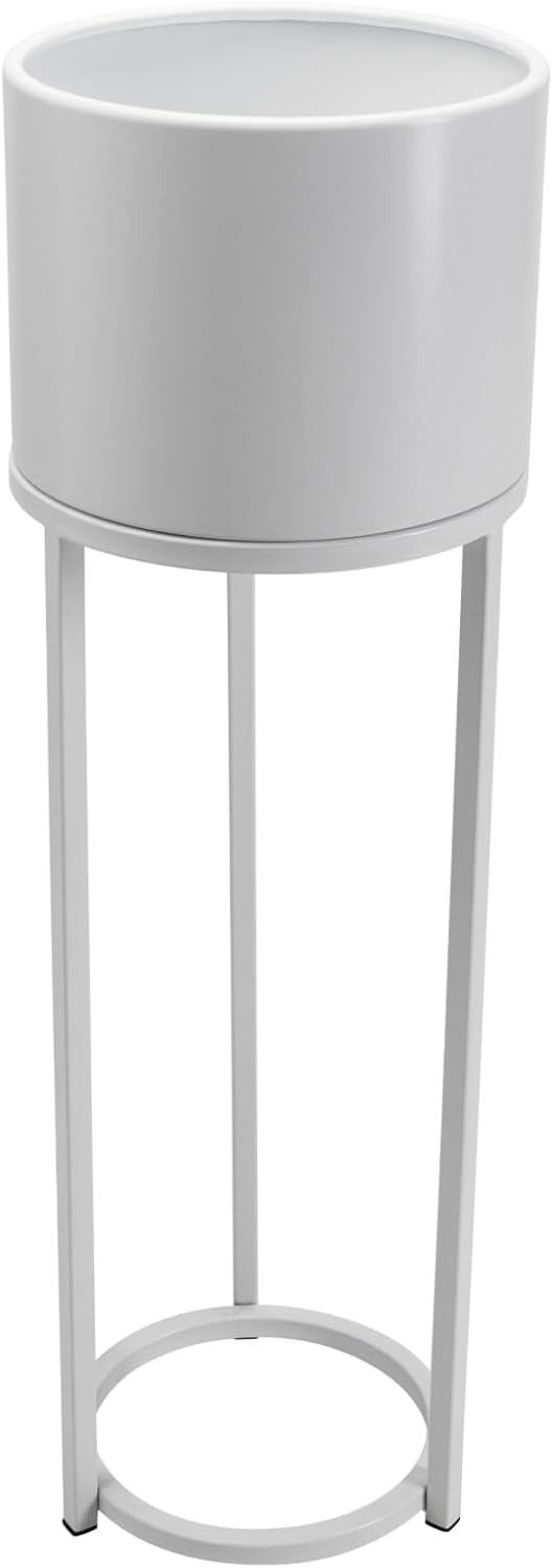 VIVANNO Blumentopf auf Ständer mit Beinen Füssen Gestell Elevate Round Weiss (79x25 cm) Weiss Matt 7