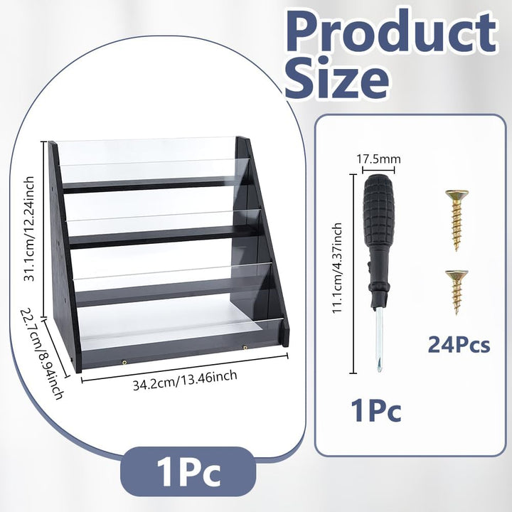 DICOSMETIC 4-Tier Grusskarten Display Ständer Aus Bambus Und Acryl Aufkleber Display Ständer Schwarz