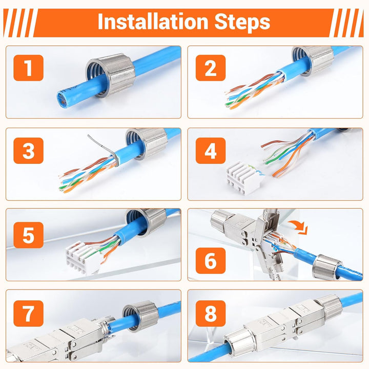 4 Stück Cat 7 Netzwerkkabel Verbinder werkzeuglos, RJ45 Cat7 Verbinder Kupplung Adapter für LAN Verl