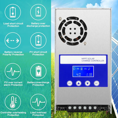 BuyWeek 60A MPPT Solarladeregler, Solar Laderegler 12V/24V/36V/48V Auto Identifizieren Laderegler mi