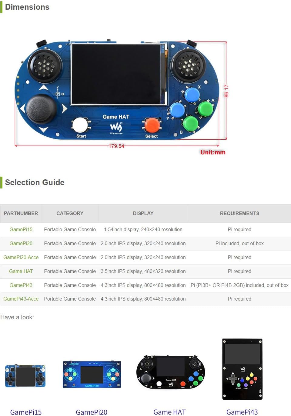Waveshare Game HAT for Raspberry Pi A+/B+/2B/3B/3B+/4B 3.5inch IPS Screen 480 * 320 Resolution 60 Fr