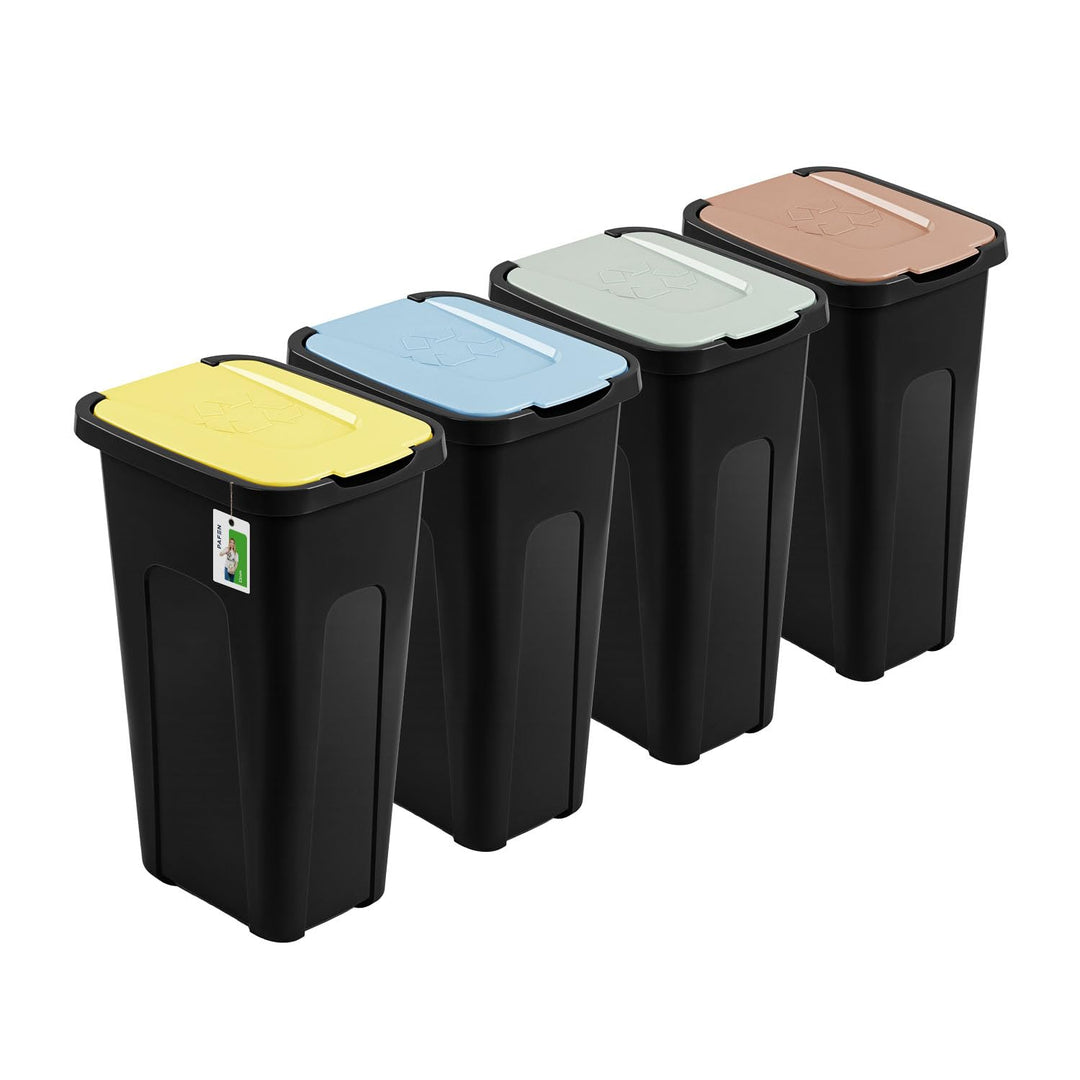 PAFEN Grosser Mülleimer 30l mit Deckel – 4er Set Abfallbehälter 550 x 275 x 370mm - Abfalleimer für