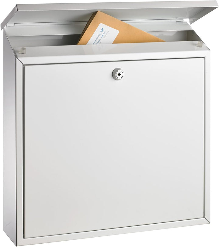 ALCO-Albert 8604 - Briefkasten, weiss lackiert, ca. 36 x 36 x 10 cm 36 x 10 cm Silber, 36 x 10 cm Si