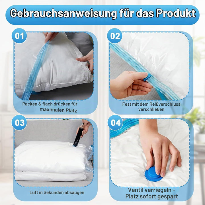 6 Stück Vakuumbeutel für Bettdecken 120 x 80 cm Wiederverwendbare Vakuumbeutel für Kleidung Gross St