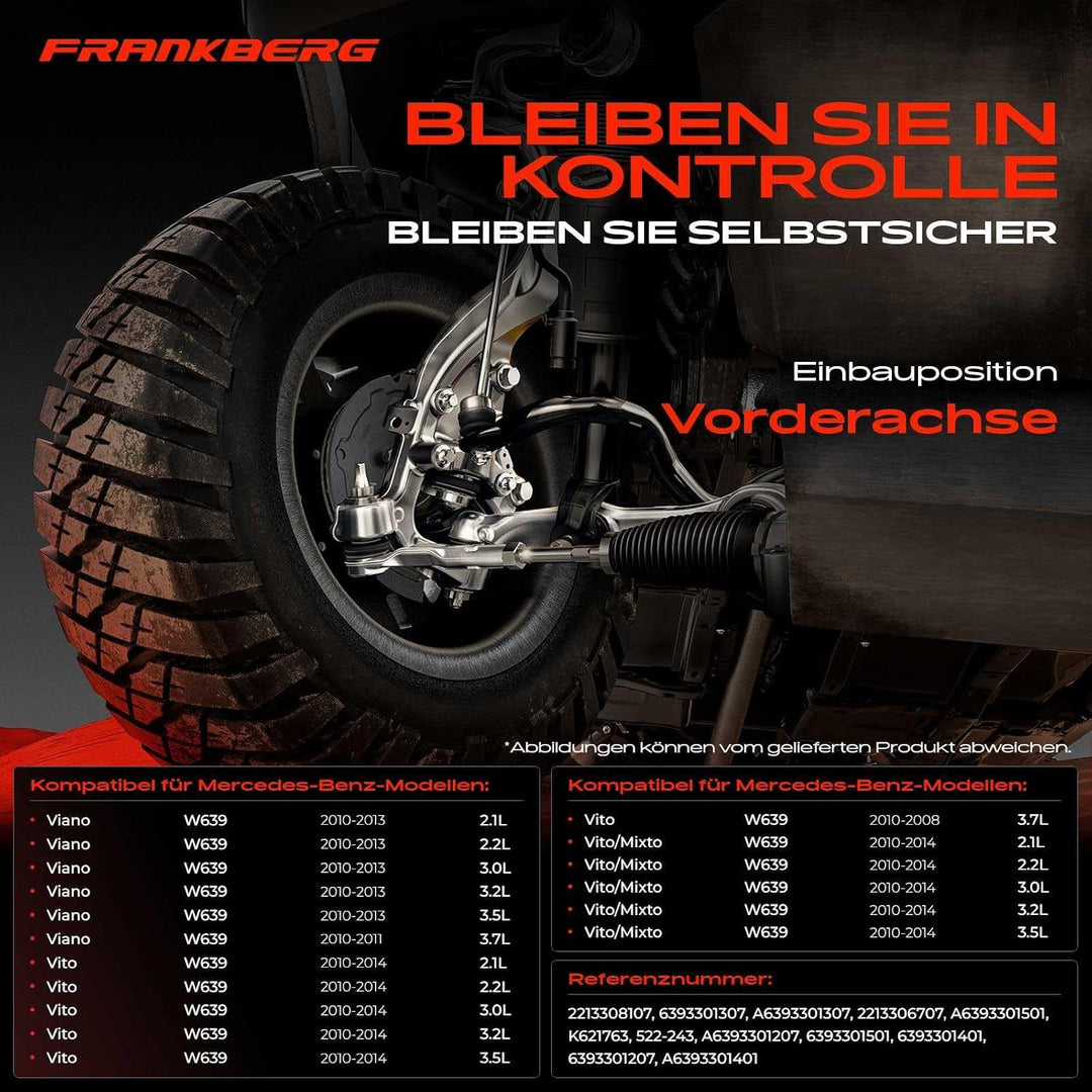 Frankberg 2x Querlenker + Traggelenke Vorderachse unten Kompatibel mit Viano W639 2010-2013 Vito W63