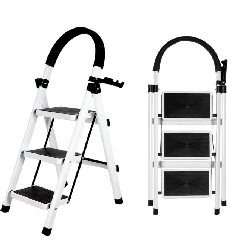 Trittleiter, faltbar, 3/4/5 Stufen, maximale Belastung von 150 kg, Sicherheitsverriegelung, Pedale,