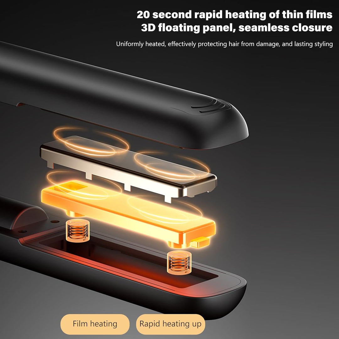Mini 2-in-1 kabelloses Glätteisen und Lockenstab für Kurze, lockiges und langes Haar - tragbarer Rei