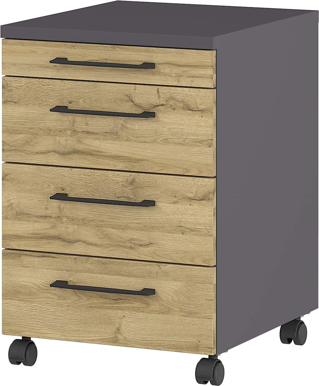 Germania Rollcontainer 4251-564 GW-Profi, in Graphit/Grandson-Eiche-Nb., mit Utensilienfach, 42 x 61
