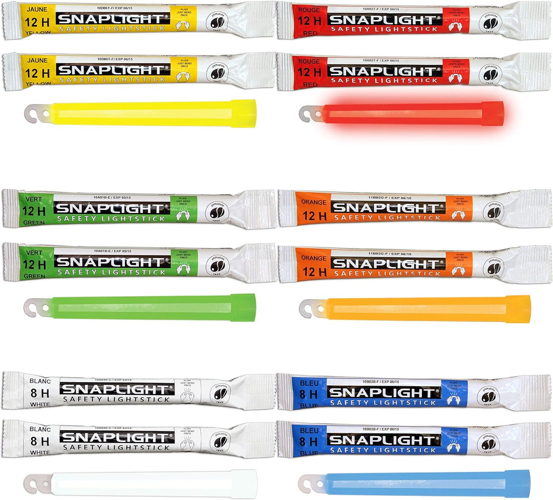 Cyalume SnapLight Leuchtsticks, 15 cm, 12 Stück (2 Stäbe mit je 6 Farben, Grün, Gelb, Rot, Orange, B