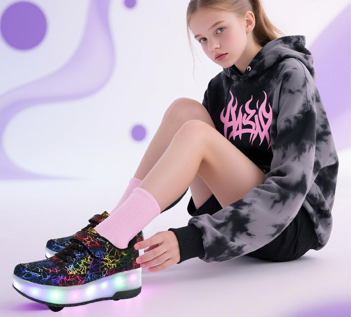 HUSKSWARE Rollschuhe Schuhe Jungen Mädchen Mit 4 Rollen Skateboardschuhe, verstellbar Jugend Schuhe