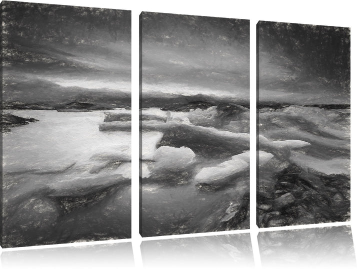 Pixxprint Extreme Eislandschaft als Leinwandbild/Grösse: 3 Teilig (120x80) cm/Wandbild/Kunstdruck/fe