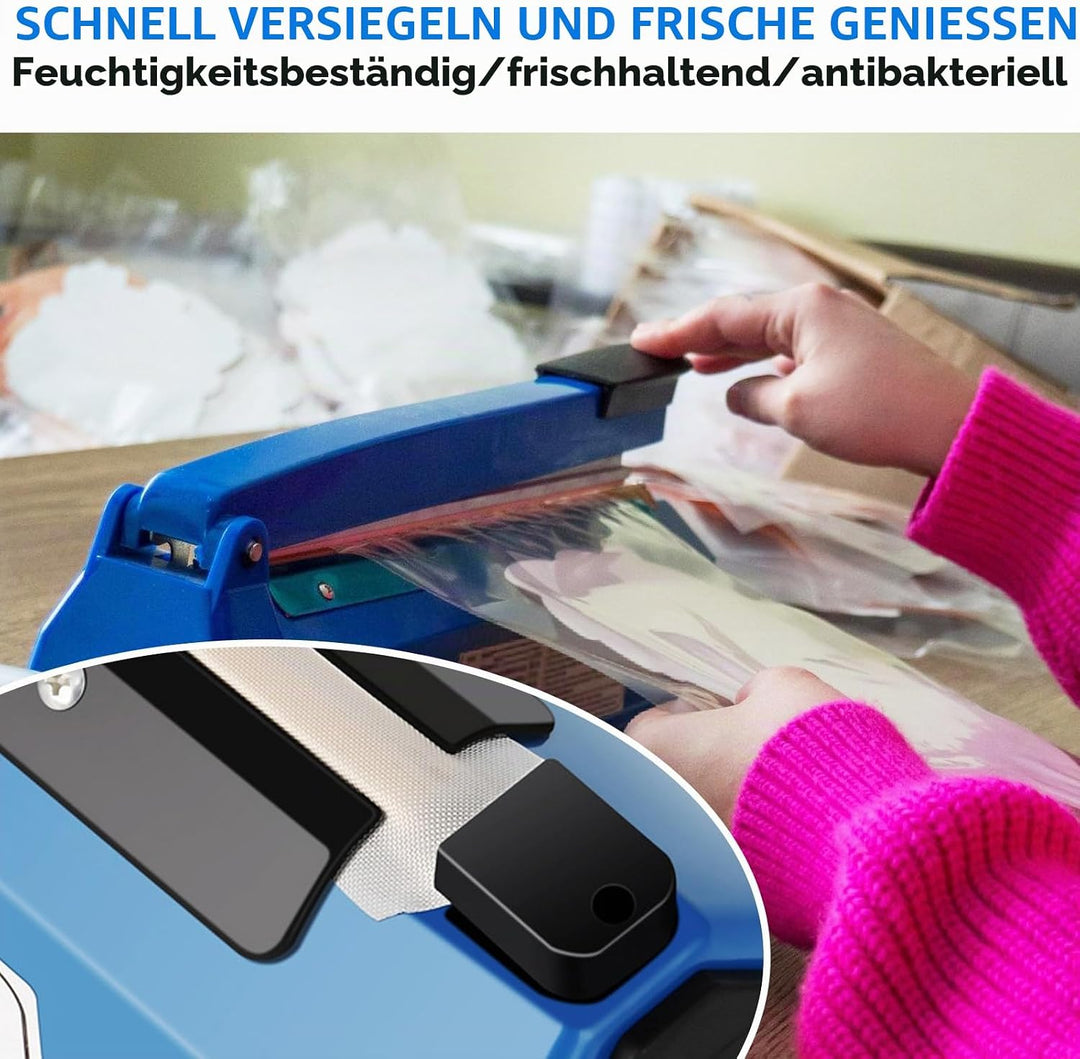 Folienschweissgerät, 200mm Heisssiegelgerät mit 2mm Dichtungsbreite Tragbares, Versiegelungsgerät, V