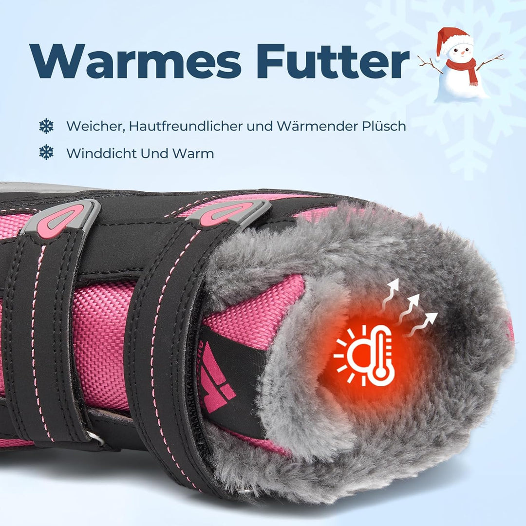 Mishansha Kinder Outdoor Winterschuhe Warm Gefüttert Winterstiefel, Gr.24-38 27 EU Magenta Lila, 27