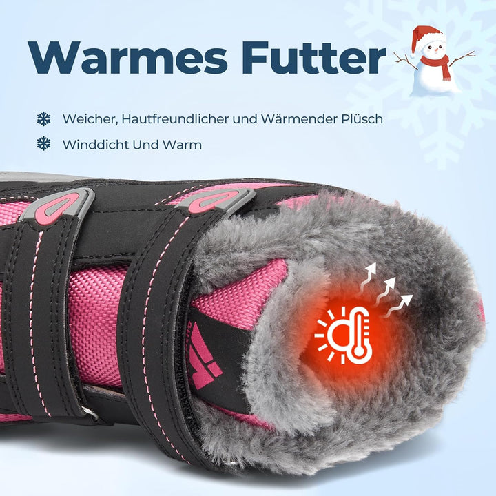 Mishansha Kinder Outdoor Winterschuhe Warm Gefüttert Winterstiefel, Gr.24-38 27 EU Magenta Lila, 27