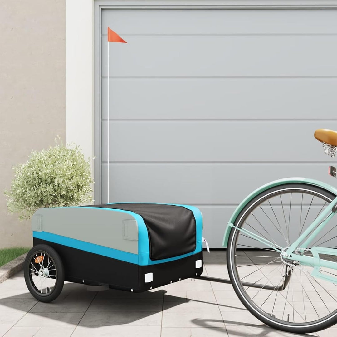 Fahrradanhänger 45kg Schwarz Orange | Robustes Eisen, hohe Tragkraft Blau, Blau