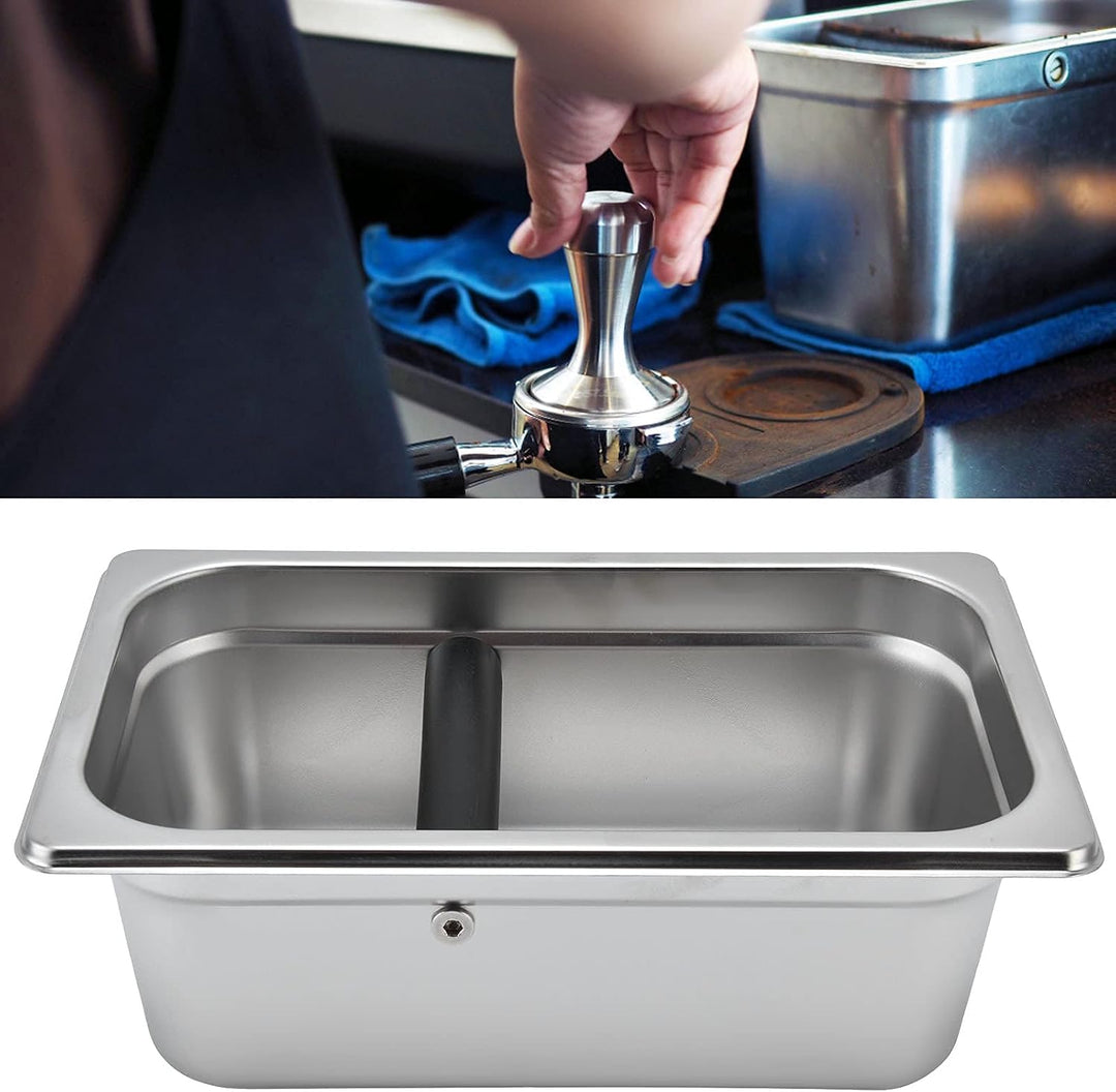Abklopfbehälter für Siebträger, Knock Box Grosser Kaffeeklopfkasten Edelstahl Kaffeesatzbehälter Sto