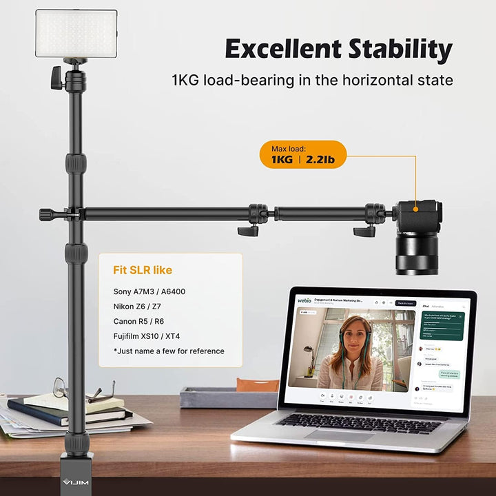 VIJIM LS11 Verstellbares Doppelarm-Tischstativ – mit Tischklemme