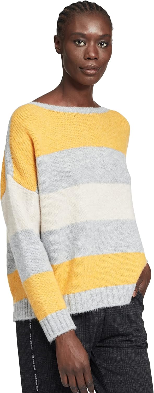 Cartoon Strickpullover Yellow-Silver, 40 Damen