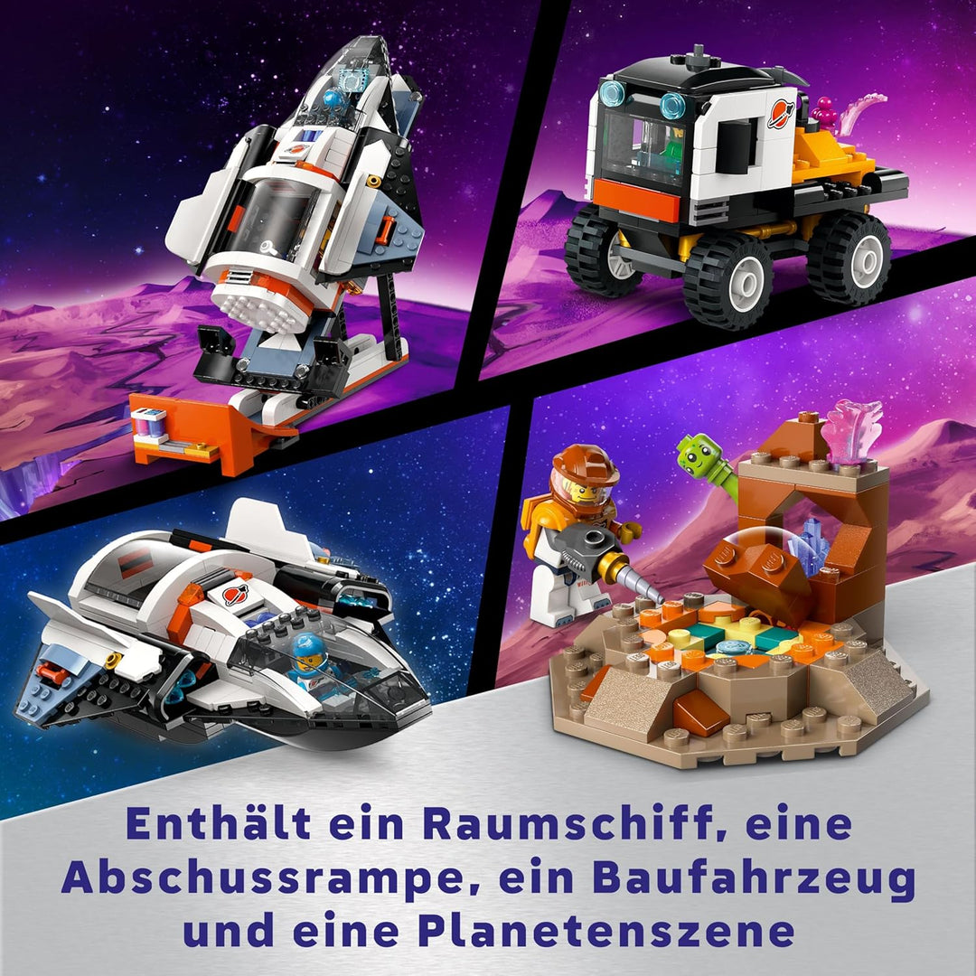 LEGO City Raumbasis mit Startrampe, Raumstation-Spielzeug mit Weltraum-Fahrzeug und Raumschiff für K