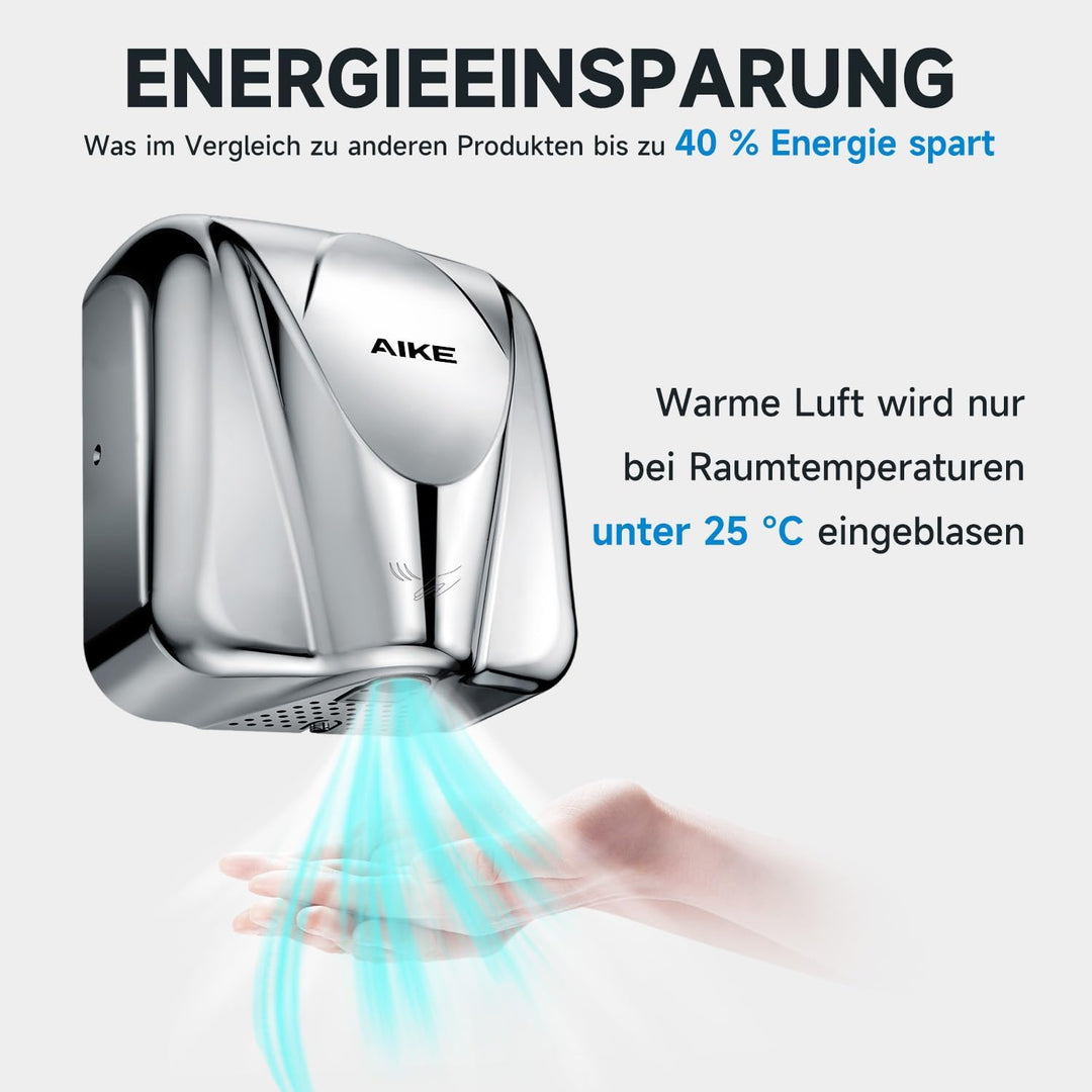 AIKE AK2812 Händetrockner Elektrisch, High-Speed 7 S Trockenzeit, elektrische Trockner geeignet für
