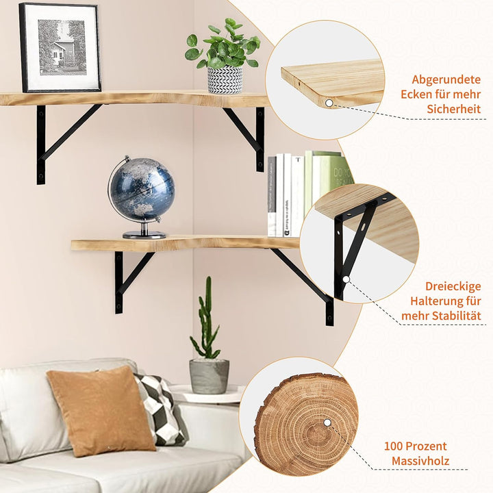 GOQELK Compact Corner Shelves-Eckregal Hängend aus Kiefernholz,Eckregal Holz Regal Wand,Corner Shelf