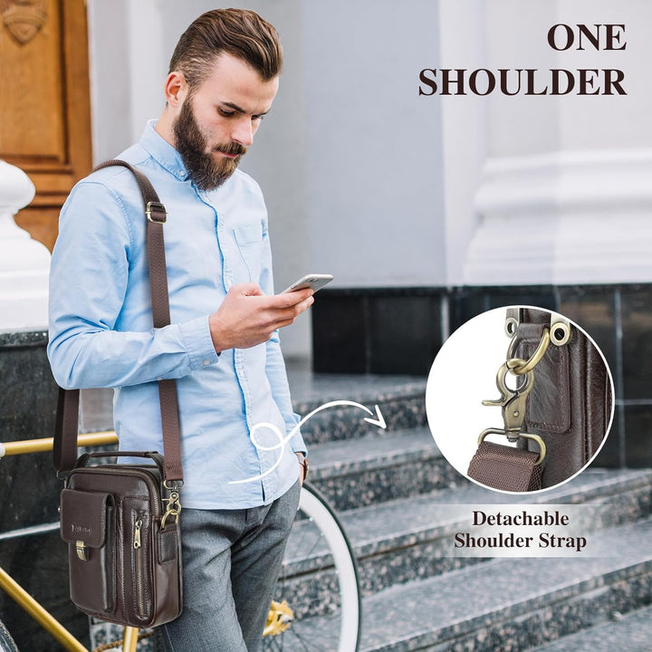 BAIGIO Umhängetasche Herren Leder Schultertasche Vintage Crossbody Bag Messenger Herrentasche zum Um