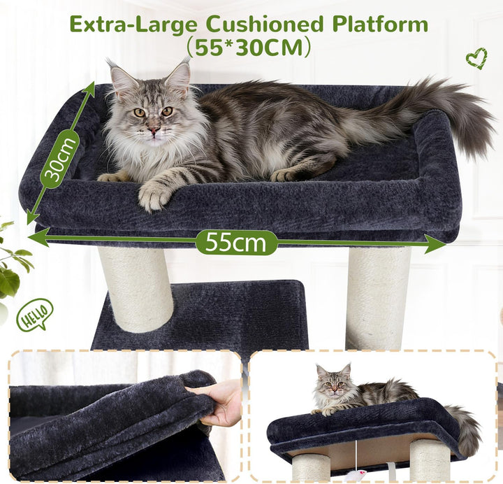 Globlazer Kratzbaum Dicke Stämme 11CM für Grosse Katzen mit 2 Extragross Katzenhaus 50*35*30cm, Ausr