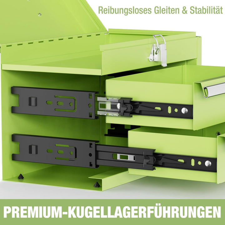 WORKPRO Metall Schubladenbox mit 2 Schubladen & Oberer Stauraum Avocadogrün, 27,5x15x20,8cm Tisch Or